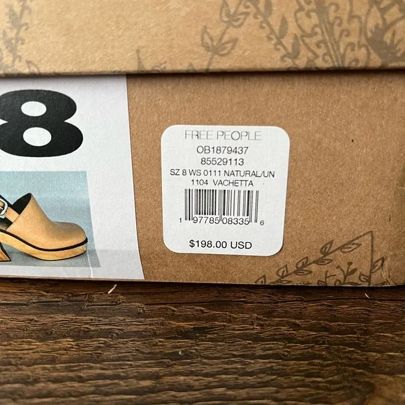 NWT FREE PEOPLE Mallory Leather Mule Clogs | Natural MSRP $198 Size 38EUR (8 US) - Picture 7 of 9